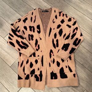 Women's Leopard Print Open Front Cardigan Sweater